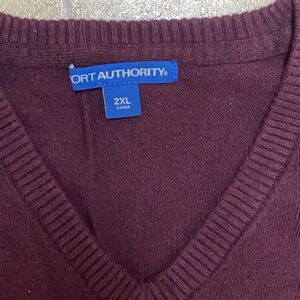 Port Authority Men's Deep Burgundy V-Neck Sweater Size 2XL Brown Burgundy